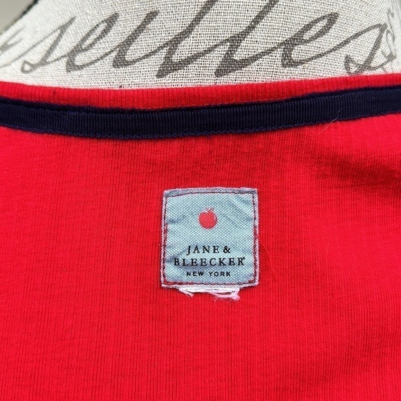 JANE & BLEECKER NEW YORK Ribbed 3/4 Sleeve Henley Tee - Red - Picture 9 of 9